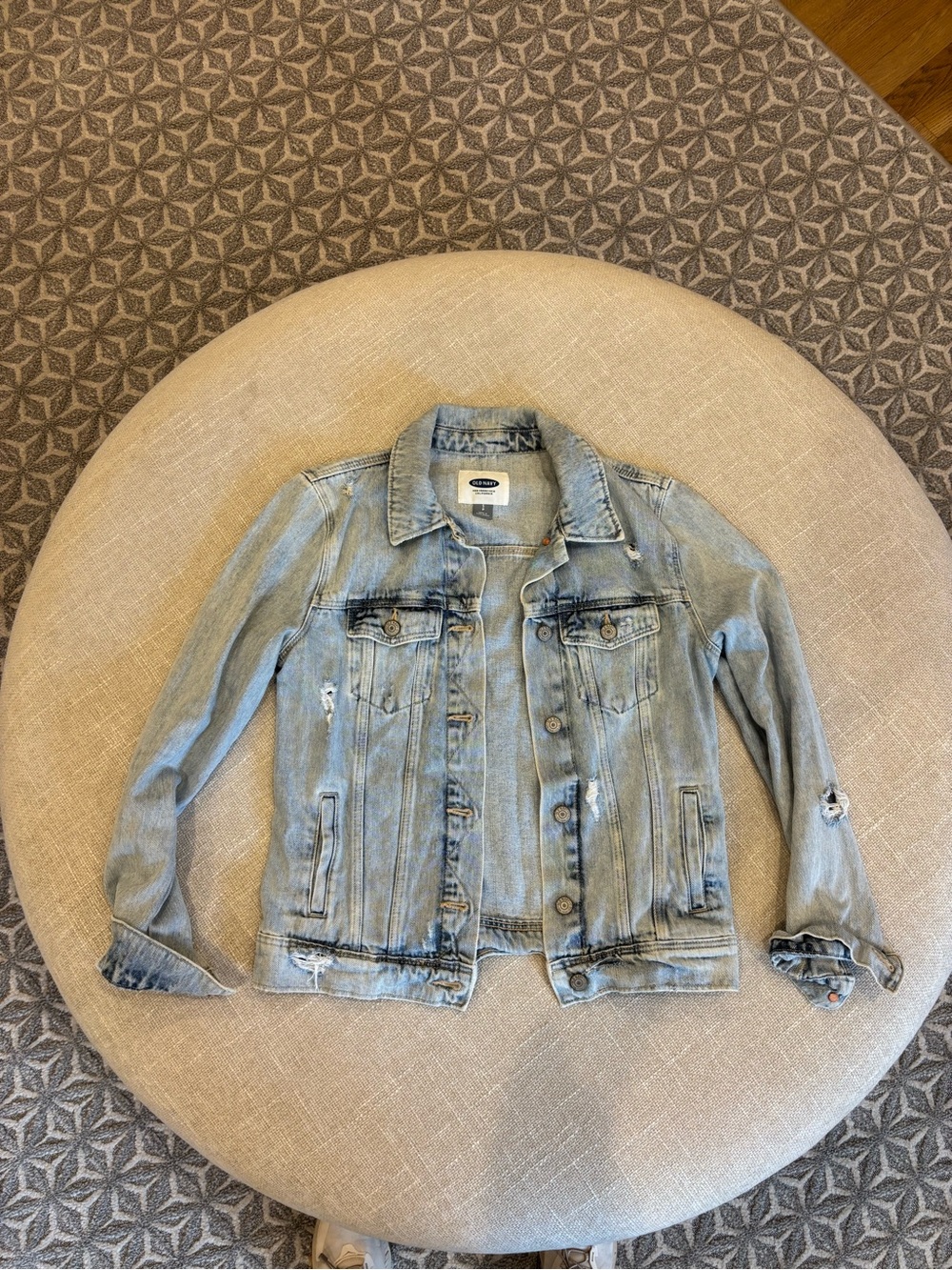 Old Navy Light Blue Distressed Denim Jacket - Women